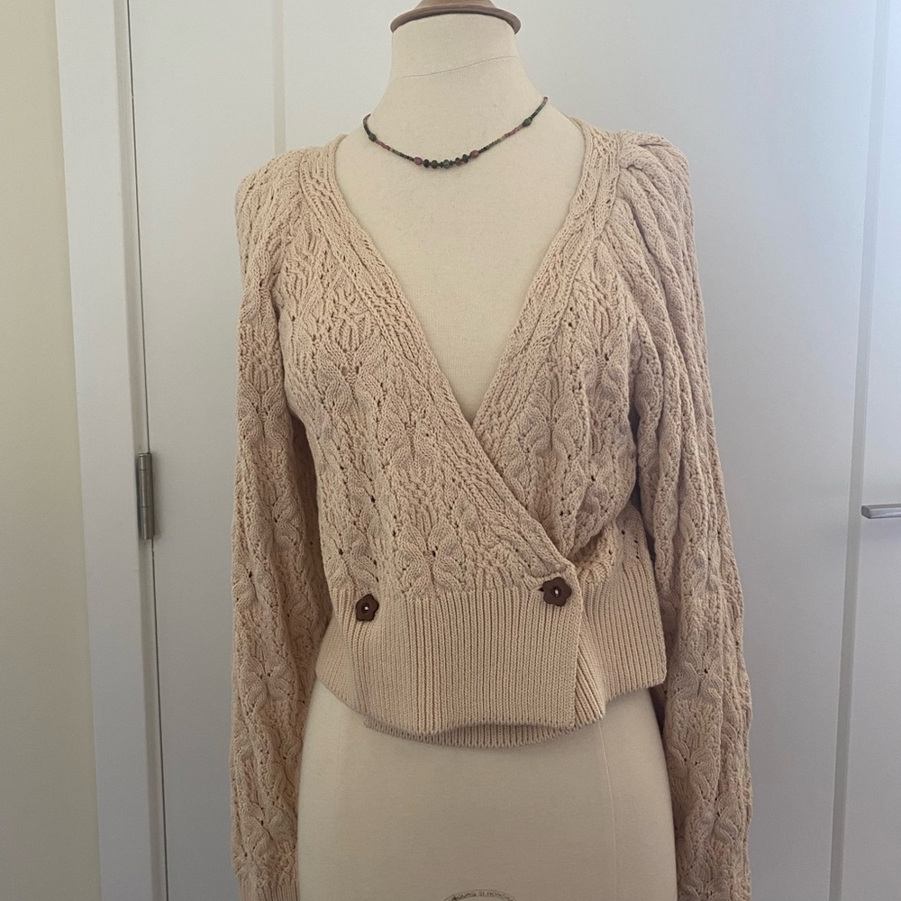 Free People Crochet Cotton Cardigan